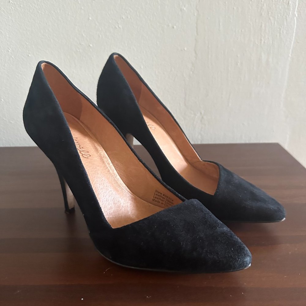 Madewell The Mira‎ Black Suede Heel - Size 9
